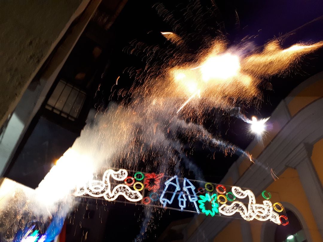 Momento de la quema de la traca final del final de las fiestas de Aranda de Duero.