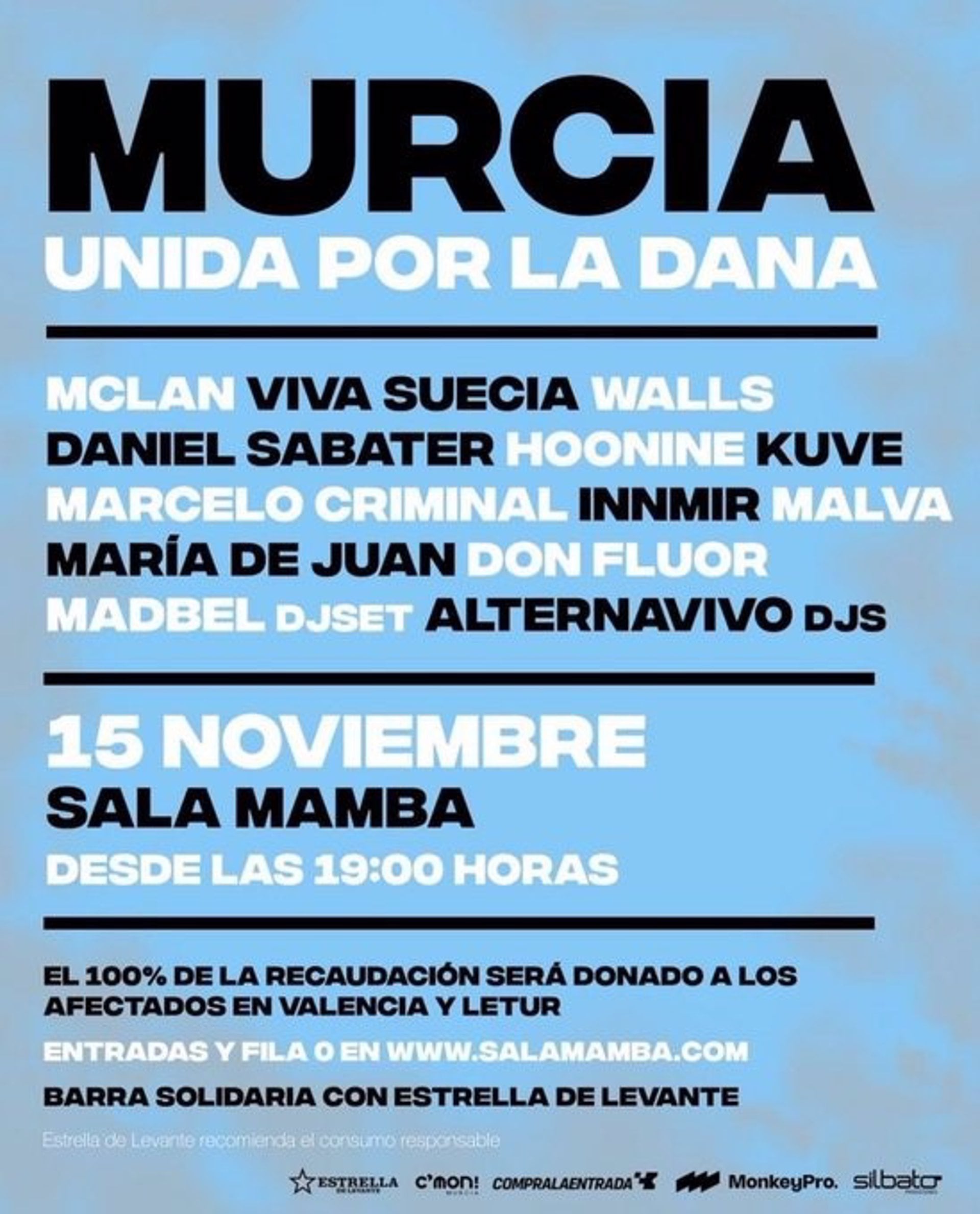 06/11/2024 Cartel del concierto solidario
ESPAÑA EUROPA MURCIA SOCIEDAD
SALA MAMBA
