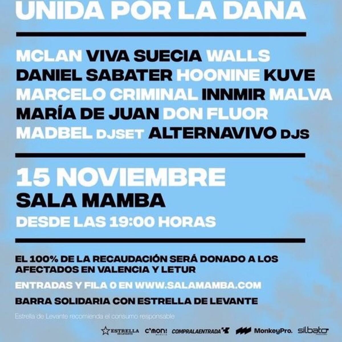 La Sala Mamba de Murcia organiza un concierto solidario para los afectados de la DANA con Viva Suecia y MClan
