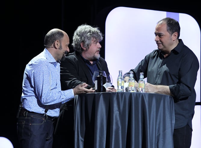 Javier Cansado, Javier Coronas y Pepe Colubi durante su actuación en la gala