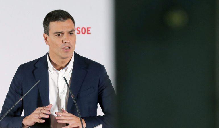 El secretario general del PSOE, Pedro Sánchez, en la presentación de un plan de choque por el empleo juvenil