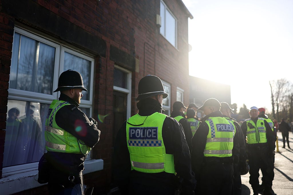Agentes de policía en Sheffield, Inglaterra