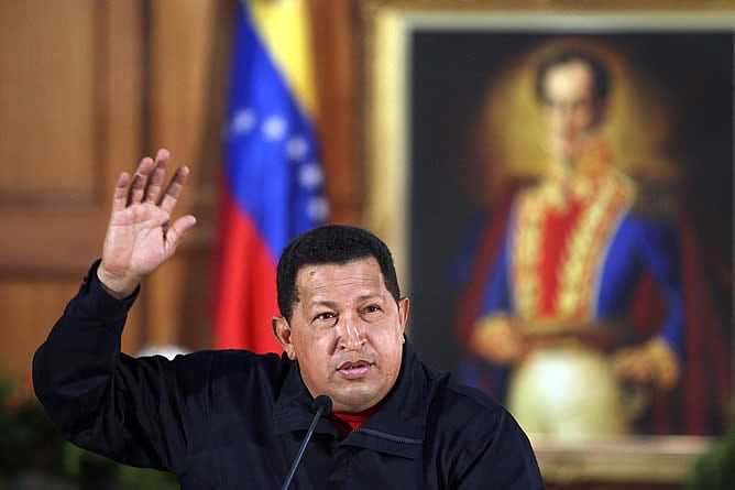 El presidente de Venezuela, Hugo Chávez, durante una rueda de prensa en el palacio presidencial de Miraflores