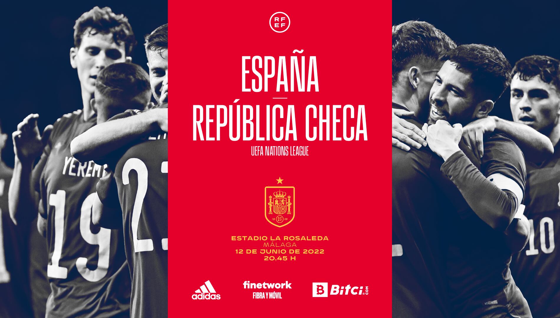 Cartel del España - República Checa en La Rosaleda