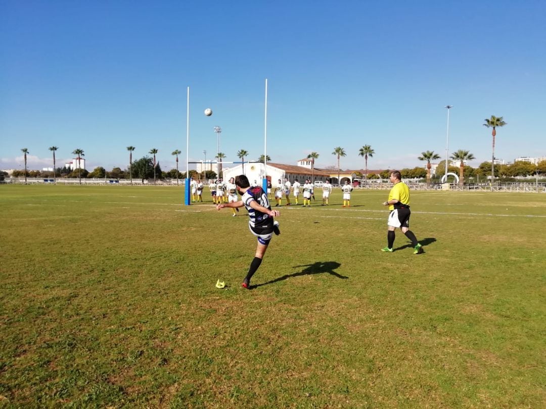 Imagen del partido de rugby disputado en La Pradera