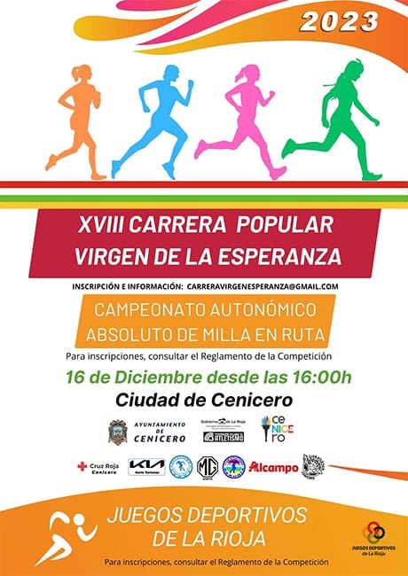 La localidad riojana de Cenicero celebra el 16 de diciembre la carrera popular en honor a la Virgen de la Esperanza