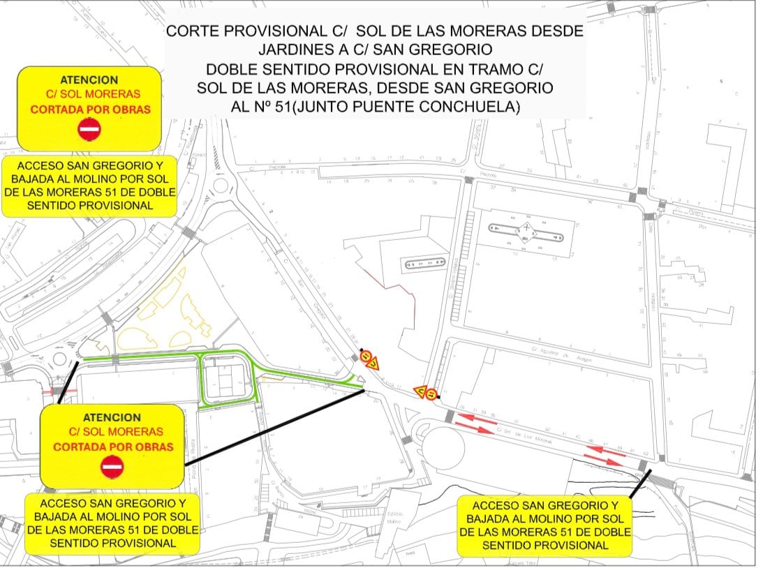 Croquis publicado en &#039;X&#039; por la Policía Local de los cortes y medidas provisionales