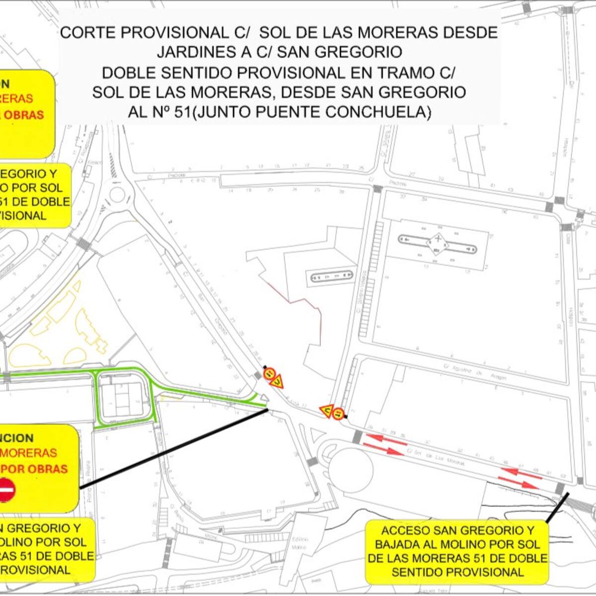 Nuevos cambios provisionales en el tráfico por obras