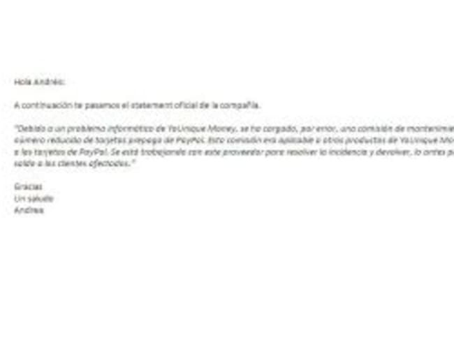 Statement oficial de PayPal sobre el cobro indebido en sus tarjetas