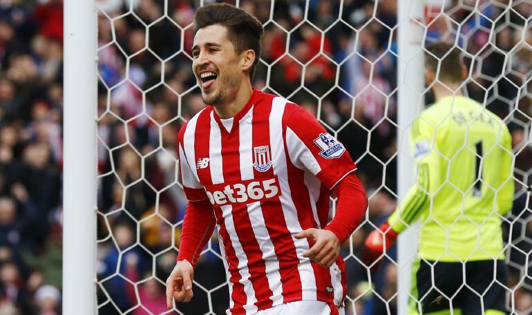 Bojan Krkic celebra su gol ante el Manchester United