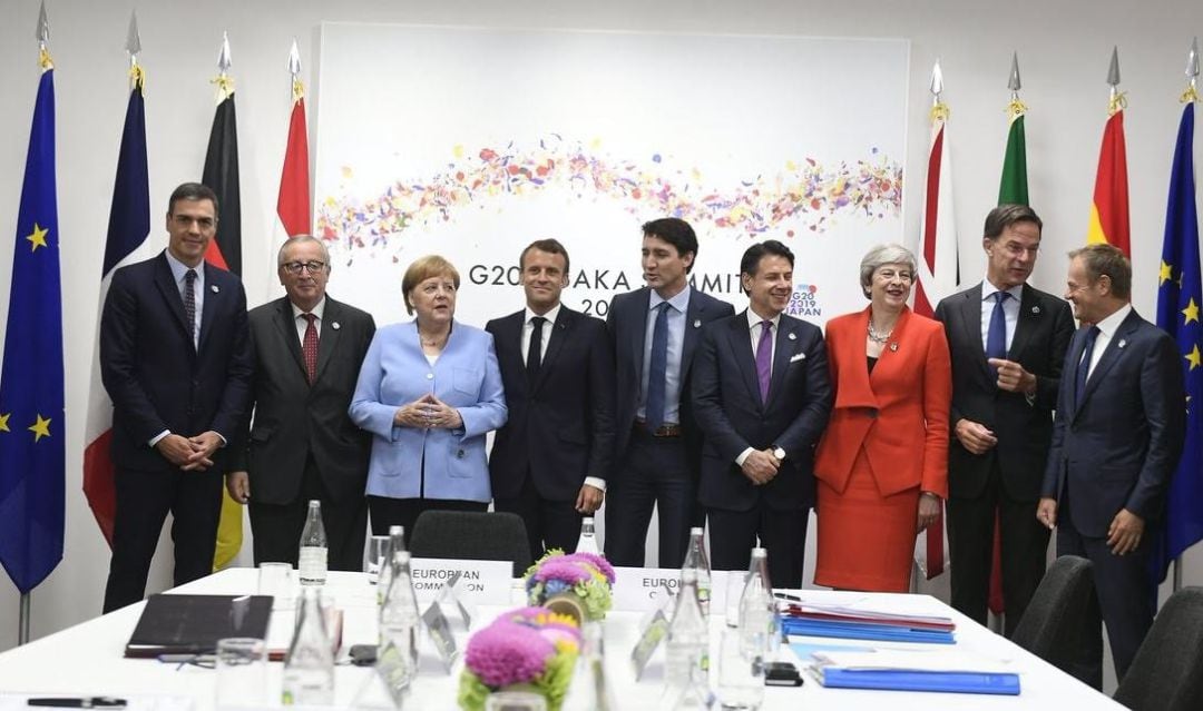 Los líderes europeos y el primer minsitro canadiense, Justin Trudeau, mantienen una reunión de coordinación antes de la cumbre del G20.