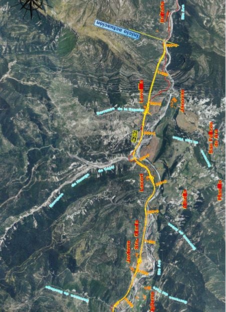 Mapa y proyecto del túnel de Balupor-Fiscal en la N-260