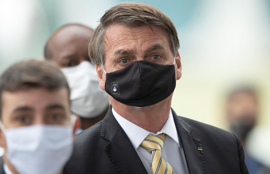 El presidente de Brasil, Jair Bolsonaro, durante un encuentro con la prensa.