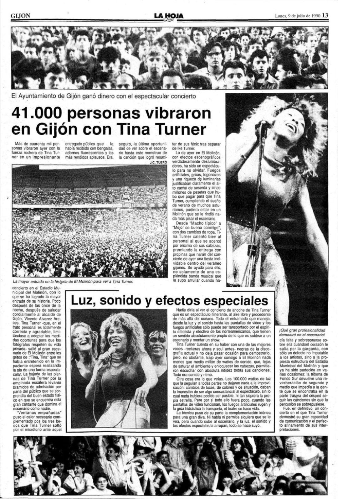 Así contó la prensa el concierto de Tina Turner. 