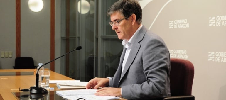 Vicente Guillén, portavoz del Gobierno de Aragón, durante la rueda de prensa posterior al Consejo de Gobierno