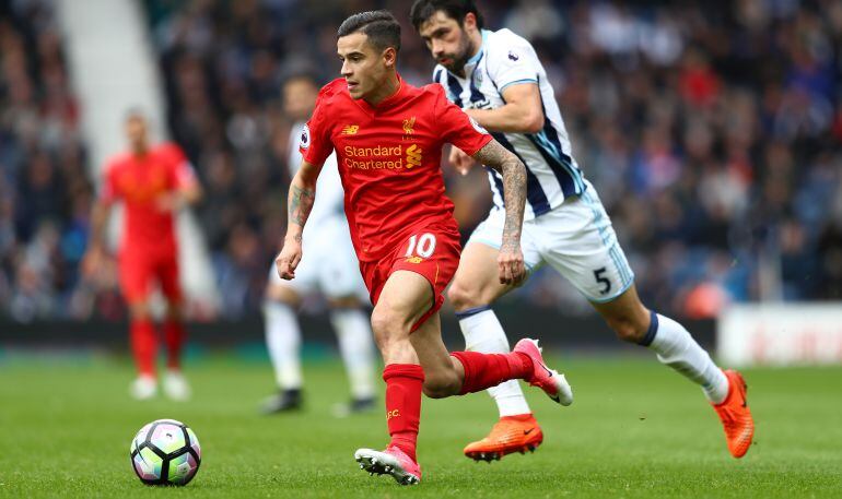 Coutinho, en un partido entre el Liverpool y el West Bromwich Albion.