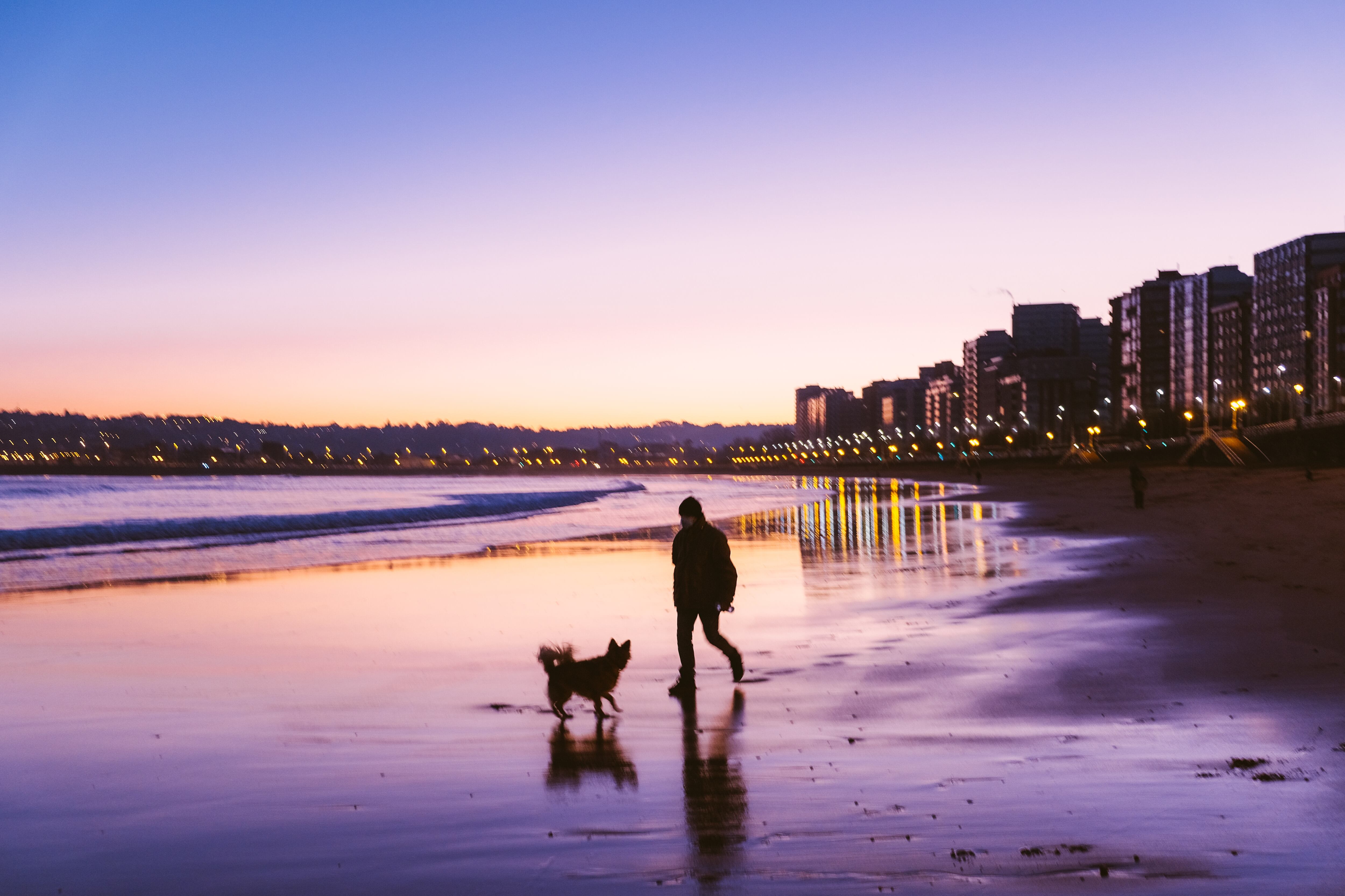 Gijón, Asturias, Spain. January 19, 2022.San Lorenzo beach.