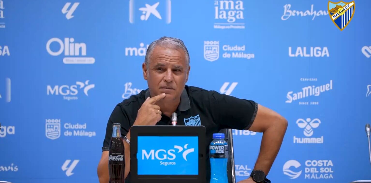 Sergio Pellicer, en la sala de prensa de La Rosaleda