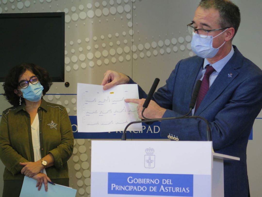 El consejero de Salud, Pablo Fernández, durante la rueda de prensa. 
