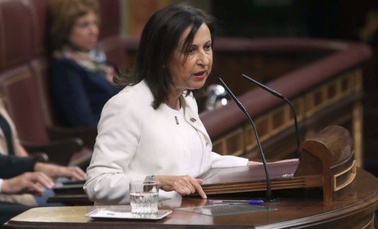 La portavoz del PSOE en el Congreso, Margarita Robles, durante su intervención hoy en el pleno del Congreso de los Diputados