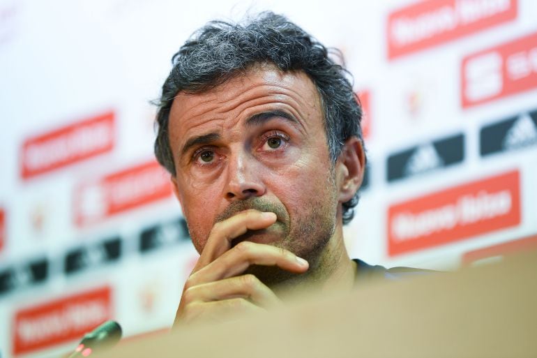 Luis Enrique, en una rueda de prensa como entrenador del Barça