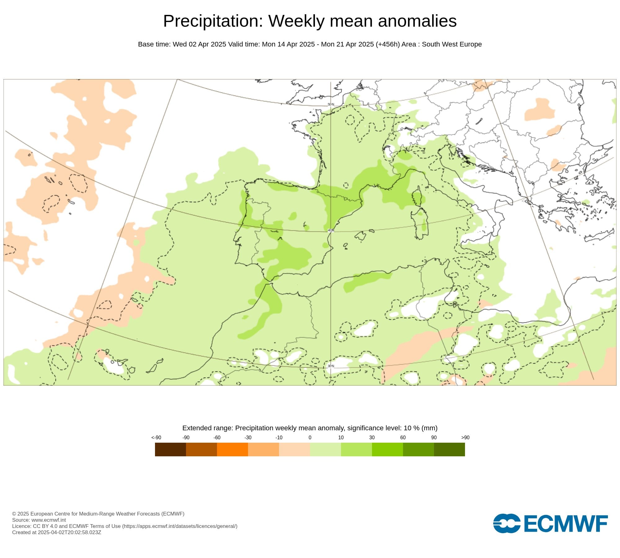 Los modelos meteorológicos señalan que la semana del 14 al 21 de abril apunta a ser en promedio "más lluviosa de lo normal".