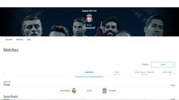 Captura de pantalla de la web de la UEFA, sacada este viernes