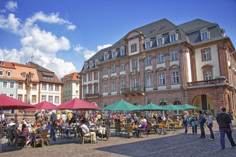 Plaza central de Heidelberg, al oeste de Alemania, donde el turista perdió la cartera