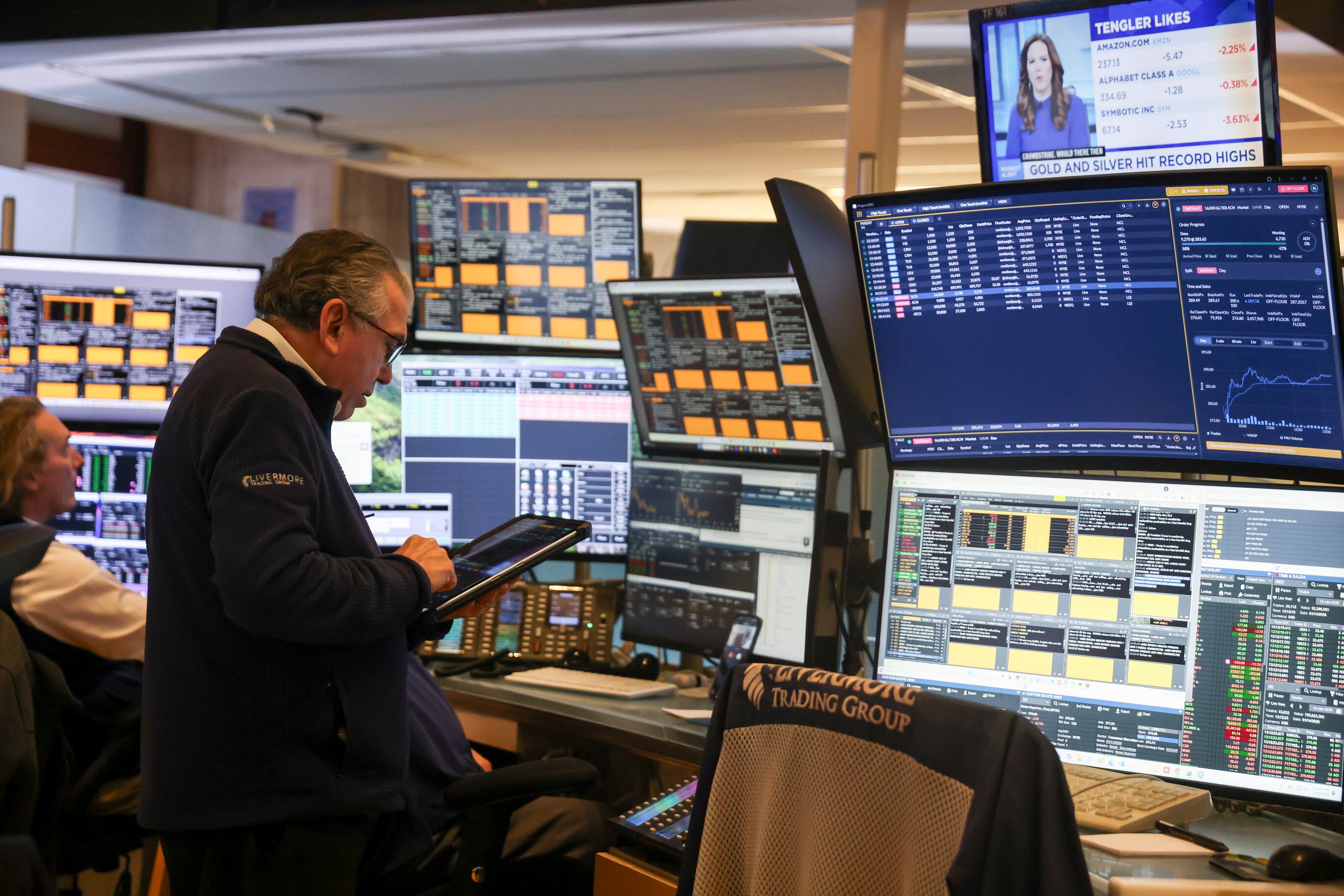 NEW YORK (United States), 14/01/2026.- Traders work on the floor of the New York Stock Exchange in New York, New York, USA, 14 January 2026. Stocks are low for the second day in a row following the release of earnings from big banks and ongoing geopolitical developments. (Nueva York) EFE/EPA/SARAH YENESEL