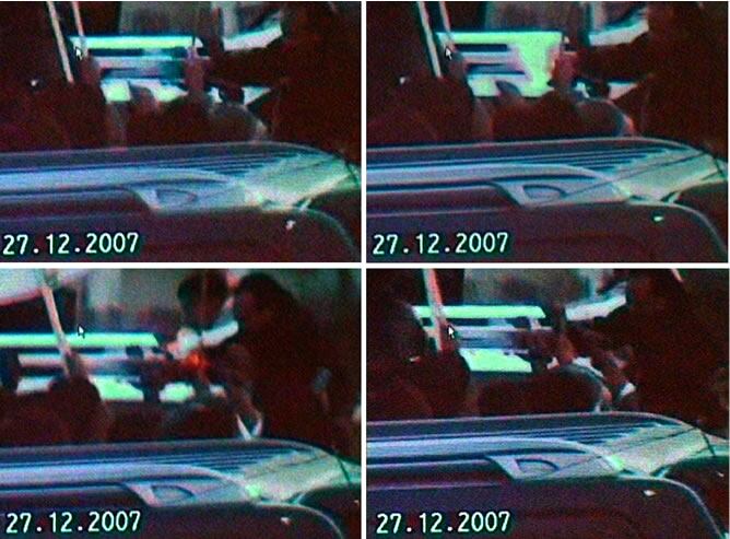 Sucesión de imágenes del supuesto disparo que recibió Bhutto