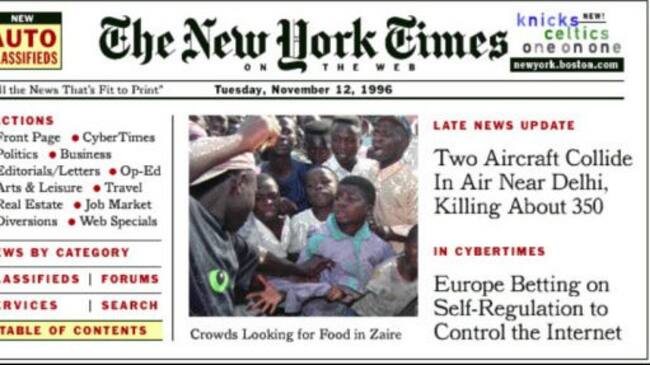 Una de las primeras portadas online (12/11/1996).