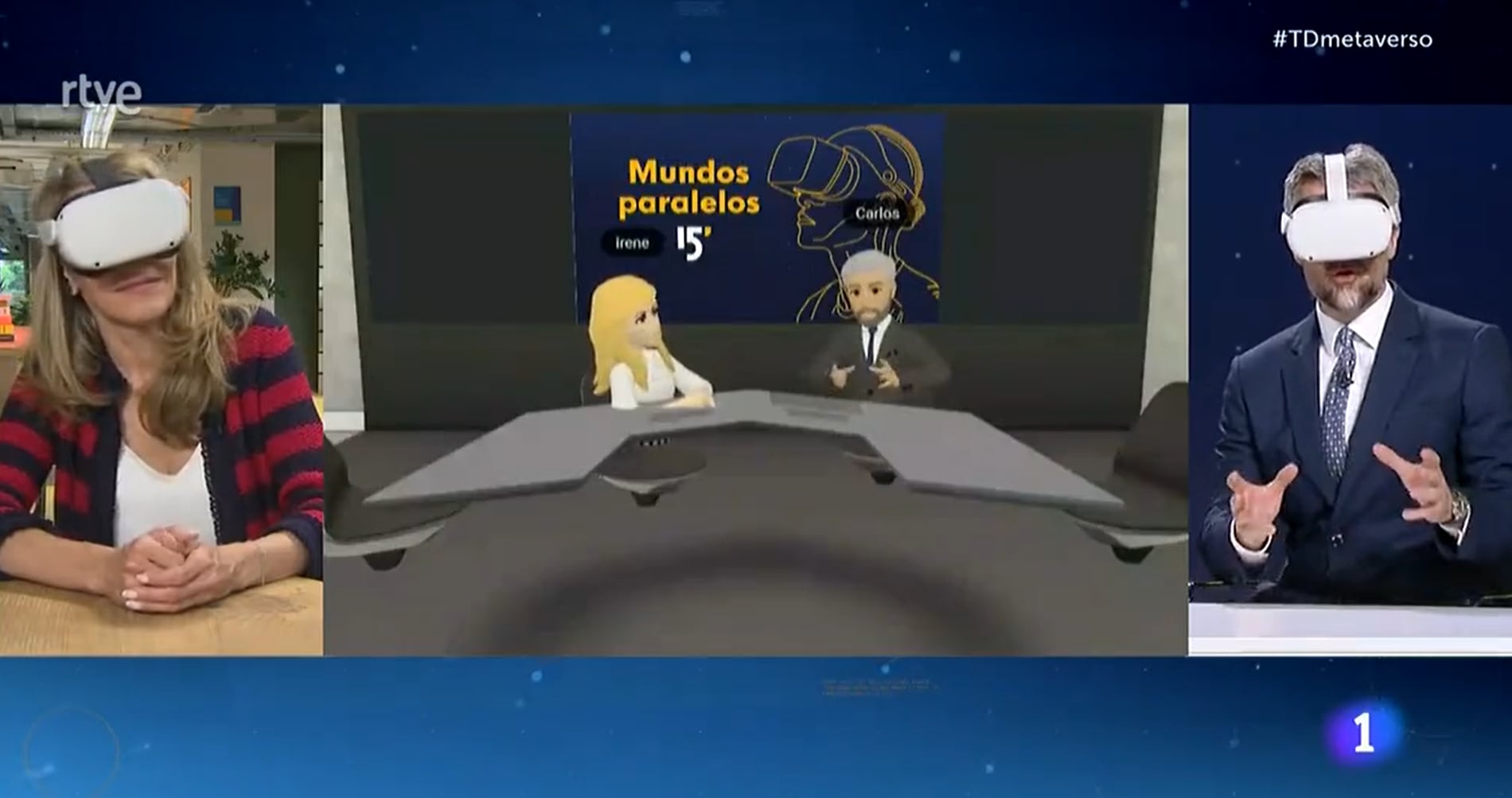 Imagen del Telediario de TVE desde el metaverso