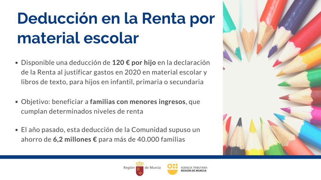 Deducción autonómica en la Renta por material escolar