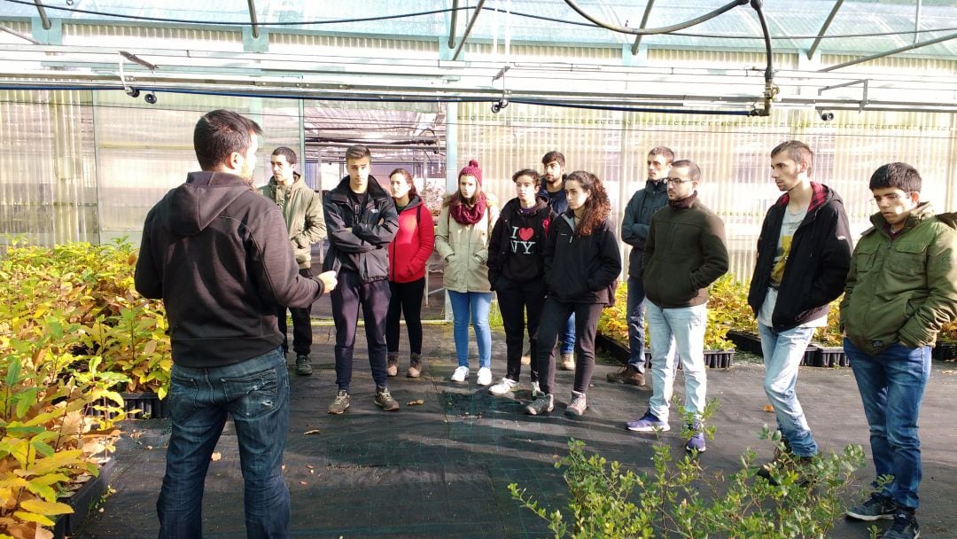 Unos alumnos universitarios visitando el vivero de Ciuden (foto archivo)