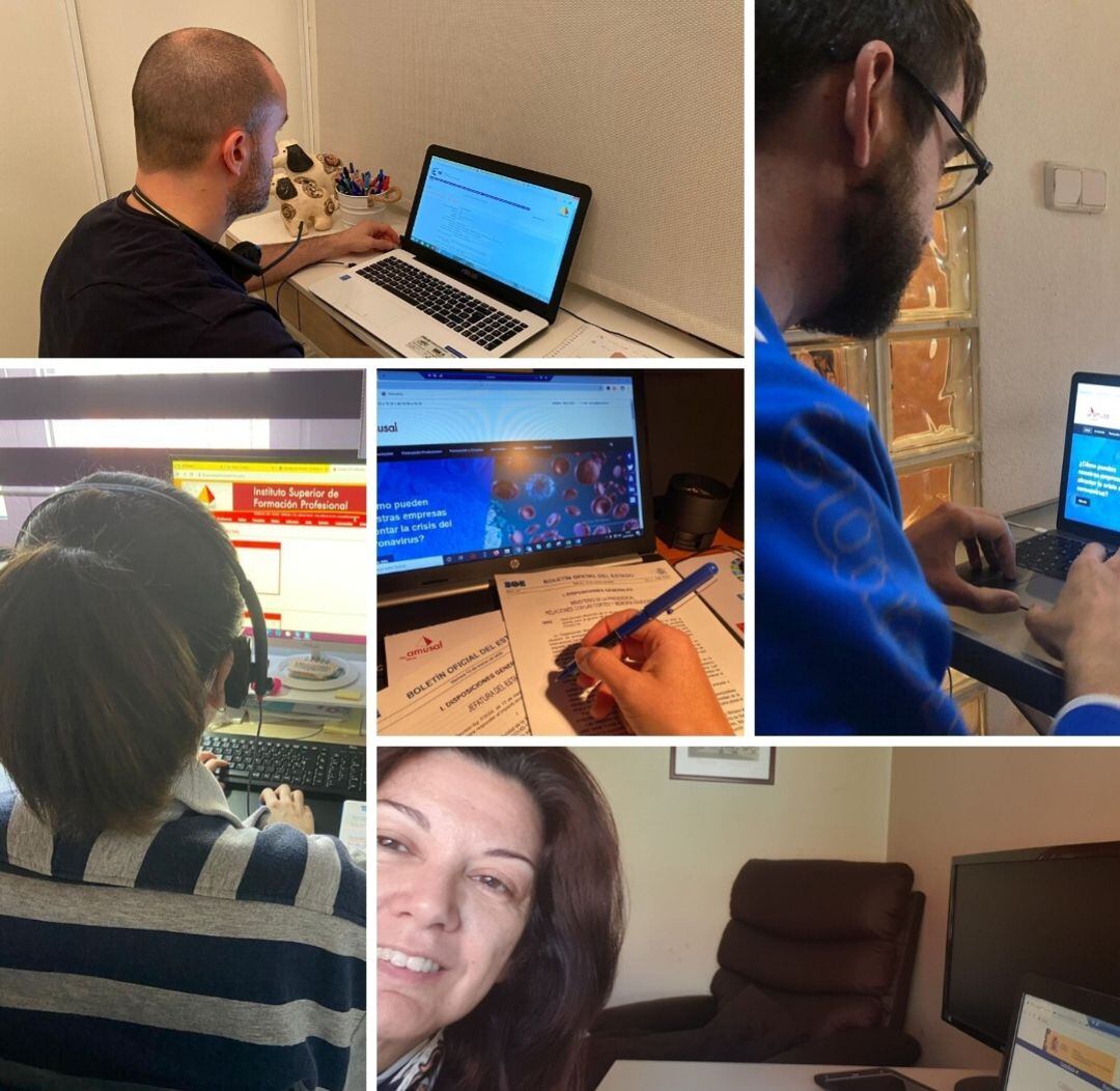 Parte del equipo de Amusal teletrabajando
