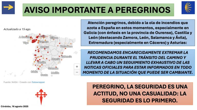 Piden a los peregrinos que no realicen el Camino de Santiago por el riesgo de incendio