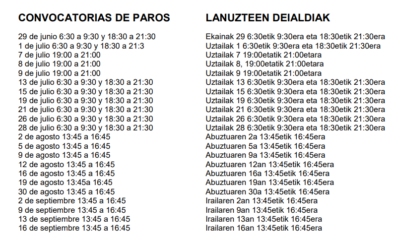 Jornadas de paro en Metro Bilbao.