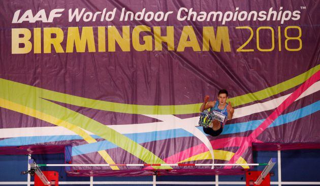 Neutral athlete Danil Lysenko in action during the Men&#039;s High Jump