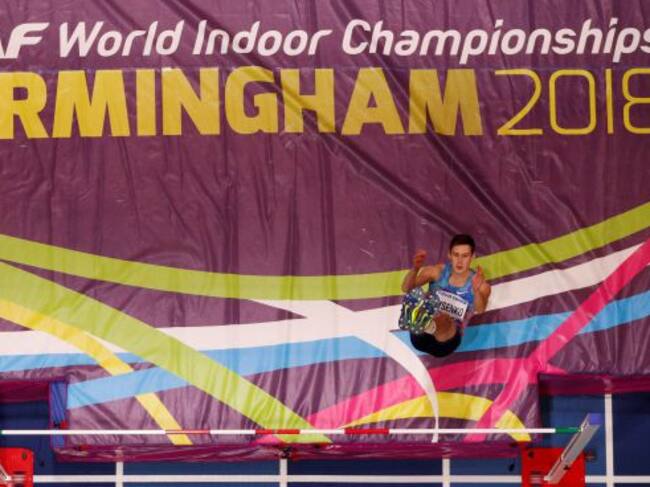 Neutral athlete Danil Lysenko in action during the Men's High Jump