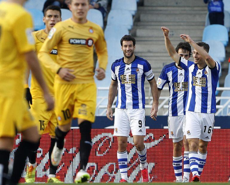 Canales celebra su tanto ante el Espanyol