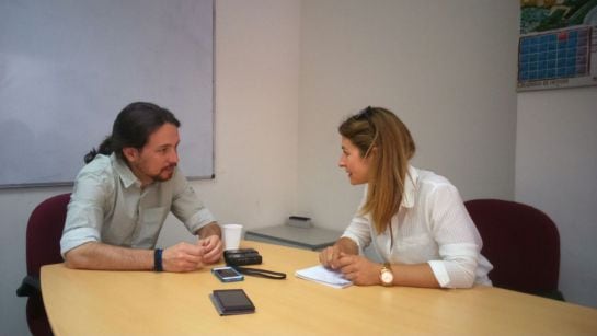 El líder de Podemos, Pablo Iglesias, durante la entrevista a Cadena Ser.