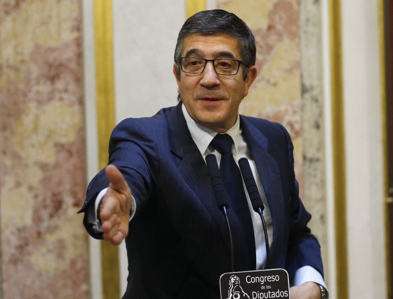 El presidente del Congreso, Patxi López, durante una rueda de prensa.