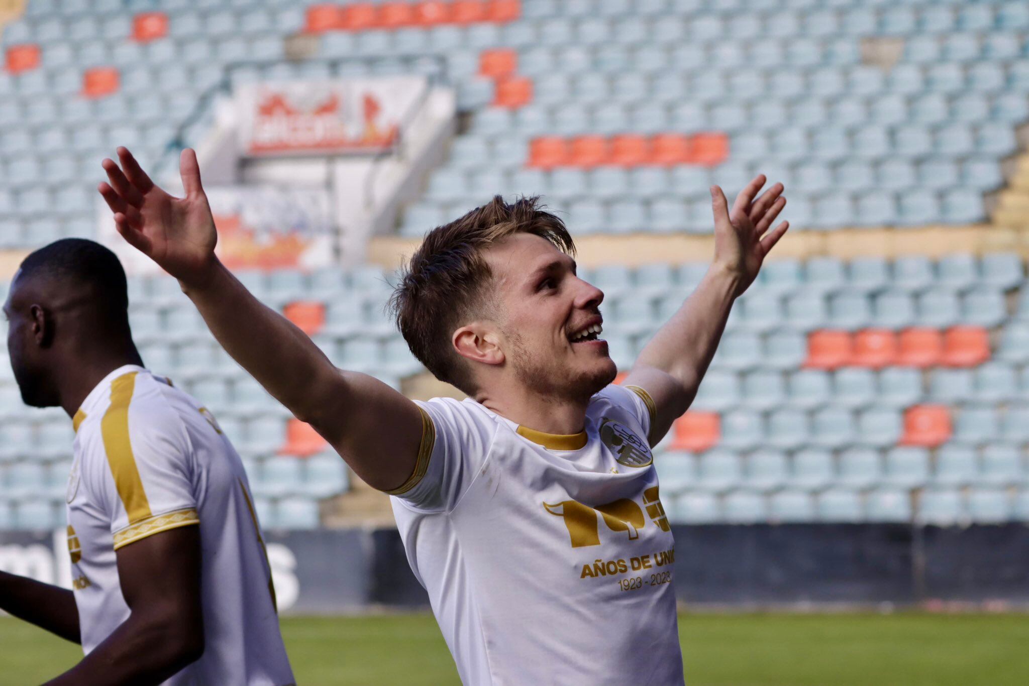 Carlos Cristeto celebra el gol este domingo/Salamanca CF UDS