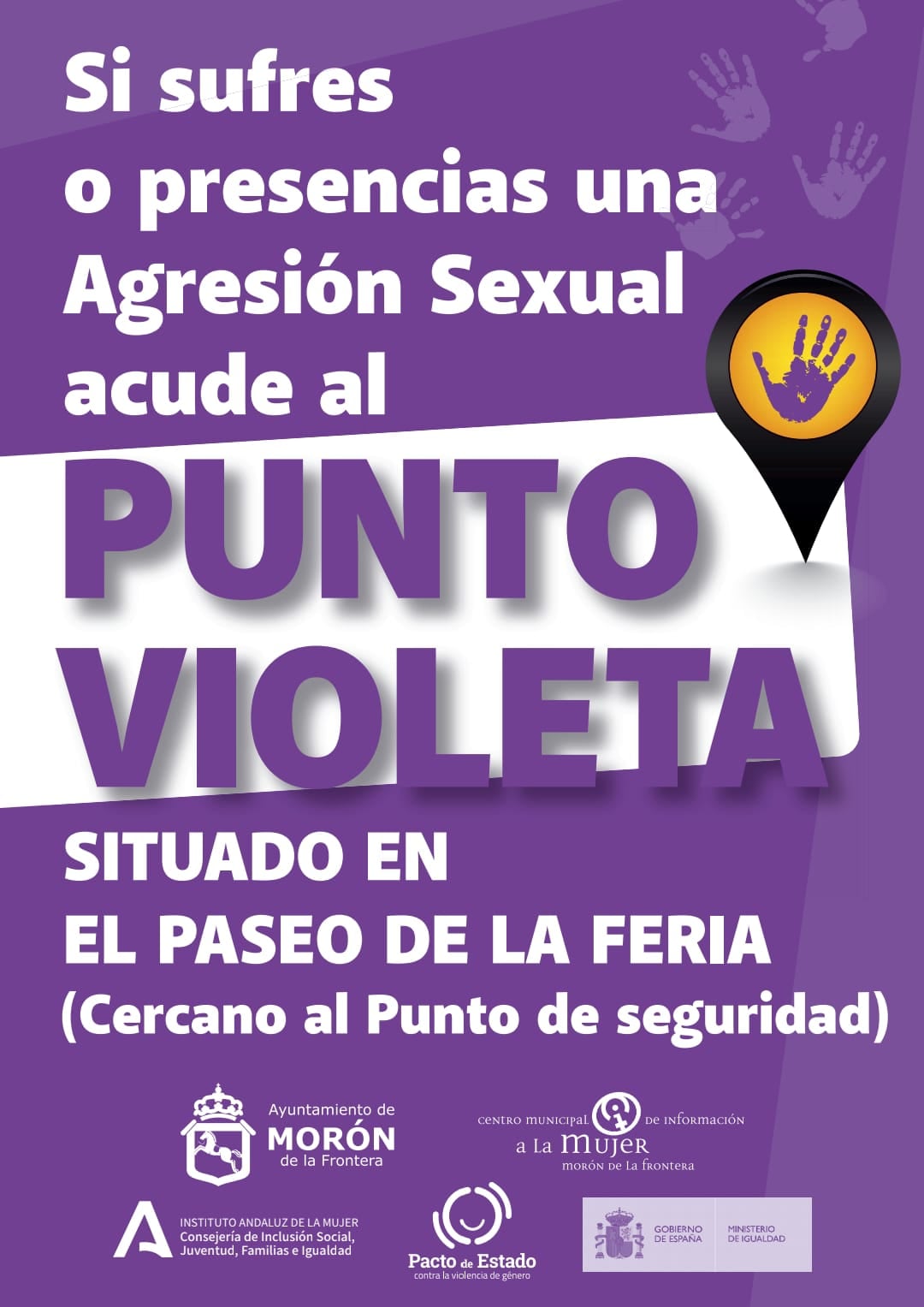 Cartel del punto violeta con su ubicación