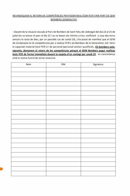 Firmes per demanar que el GEM faci PCR
