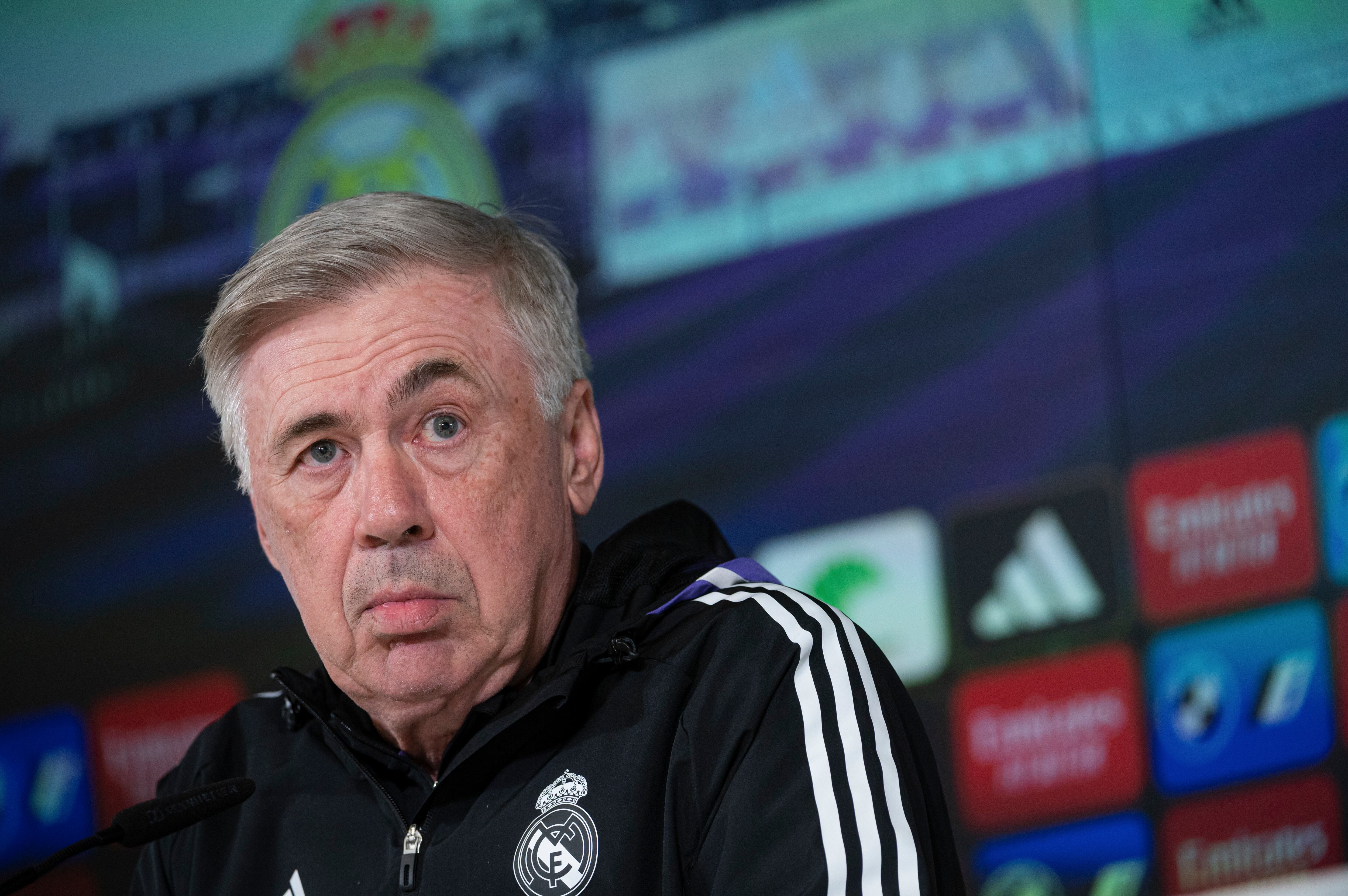 El entrenador del Real Madrid, Carlo Ancelotti, durante una rueda de prensa.