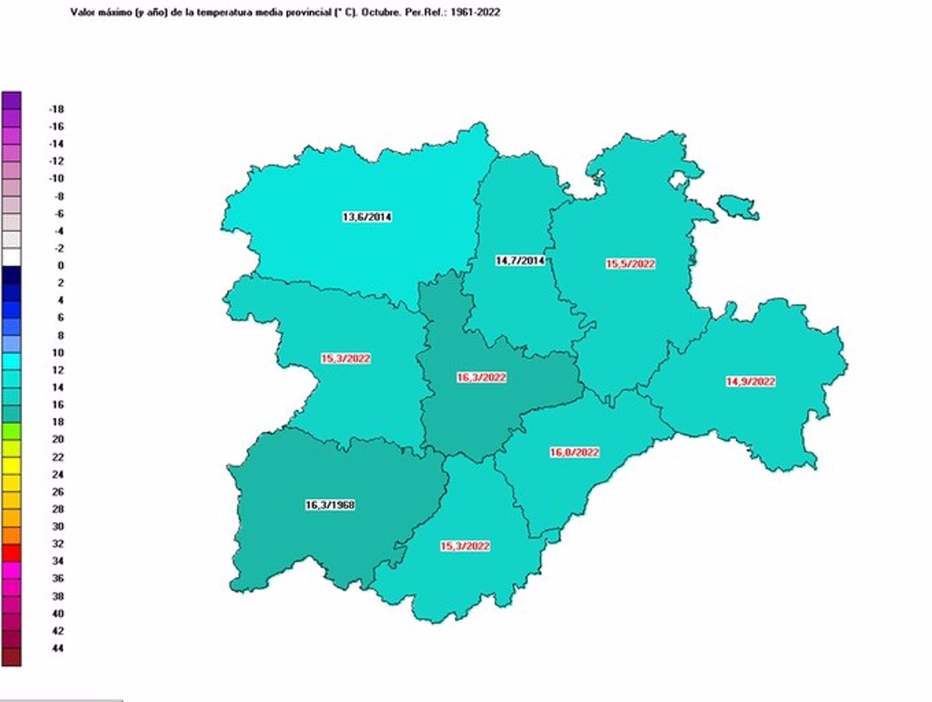 CyL ha registrado el octubre más cálido desde 1961 con una temperatura de 15,2 grados, 3,5 grados más sobre la media.
La comunidad autónoma de Castilla y León ha registrado el mes de octubre más cálido desde el año 1961 y alcanzó, en concreto, una  temperatura media de 15,2 grados lo que supone 3,5 grados por encima del valor medio para el décimo mes del año.