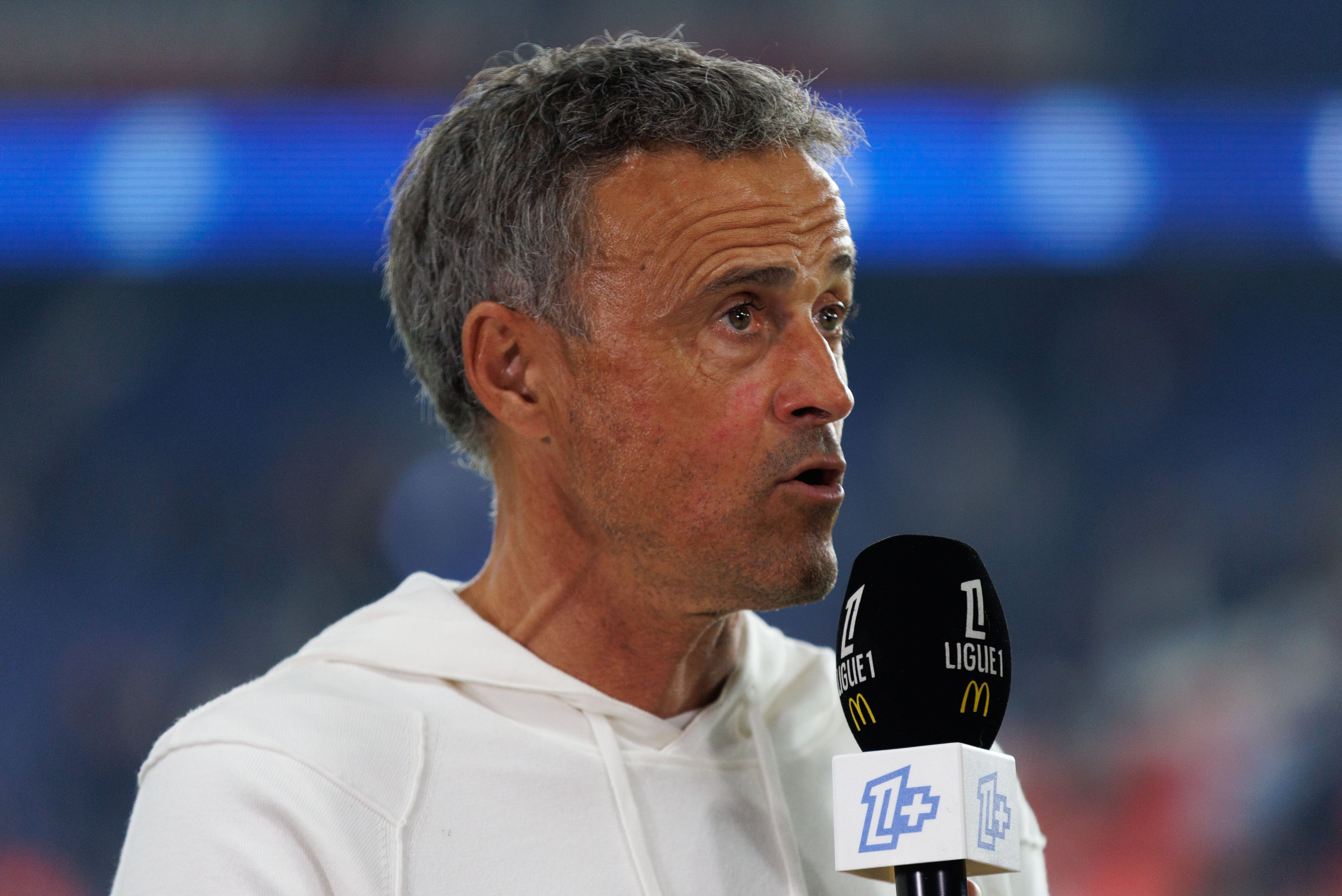 Luis Enrique, durante el primer partido de la Ligue 1