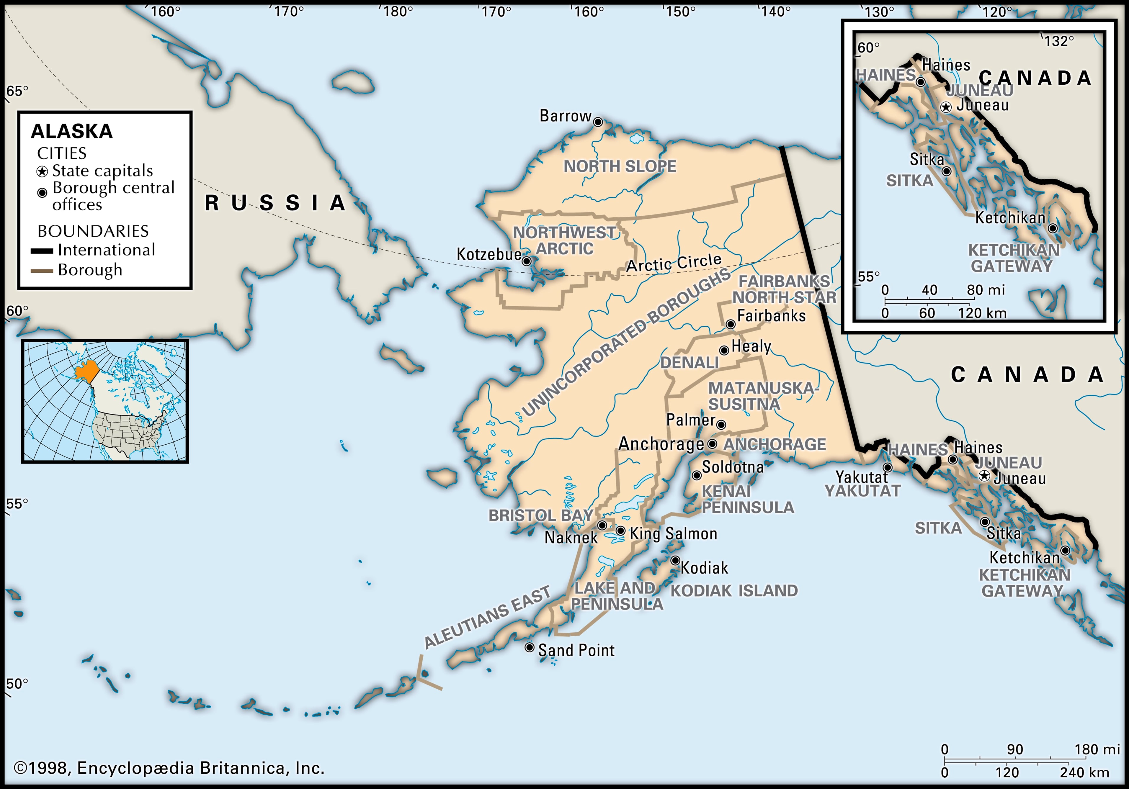 Mapa político de Alaska