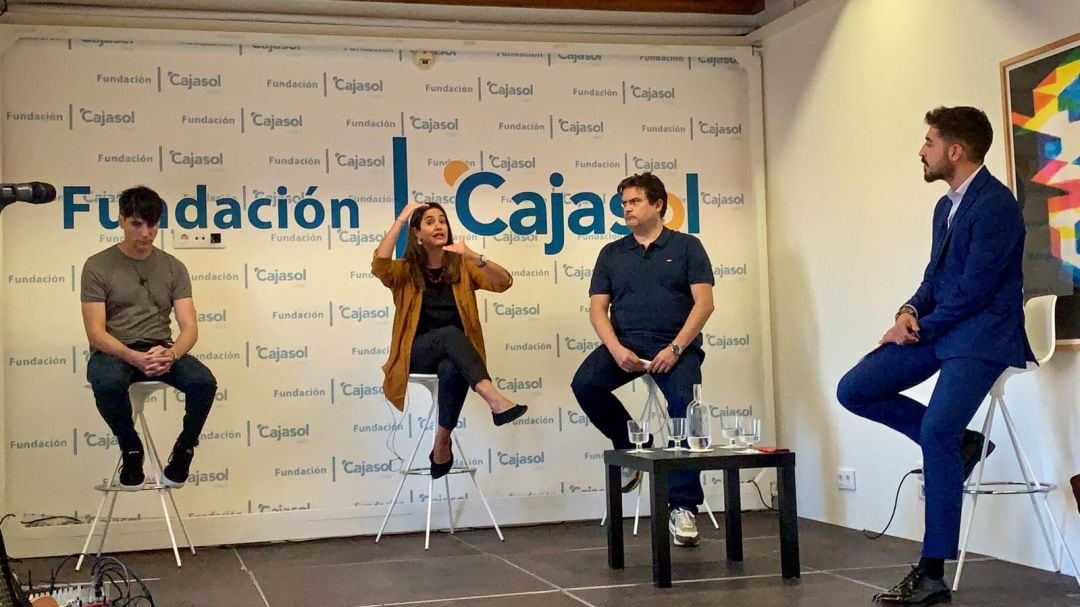 Jesús González, Laura Martín, Javier León y Manu Sola, en las jornadas Cádiz en el Tiempo